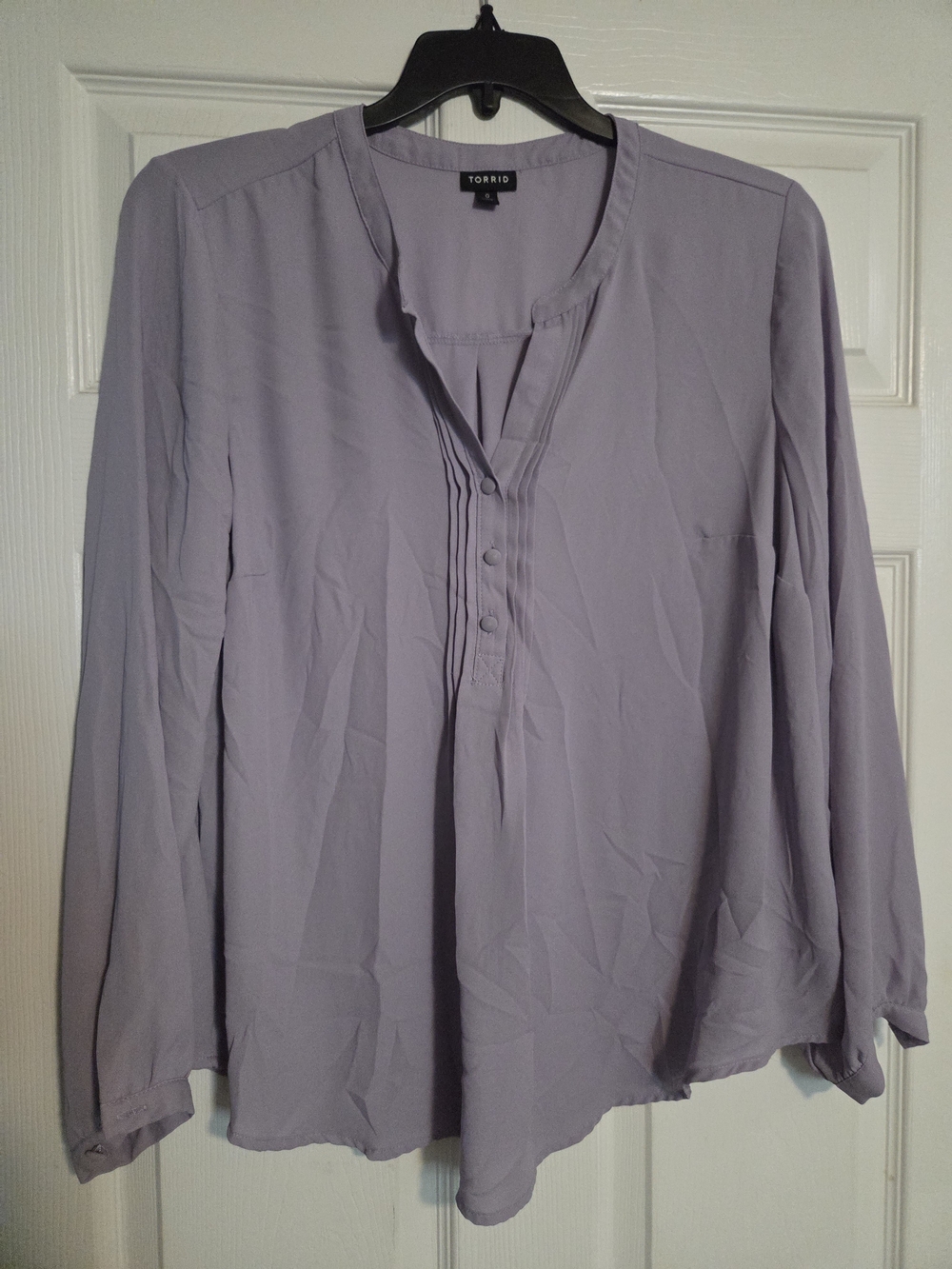 torrid Lavender Pleated V-Neck Blouse